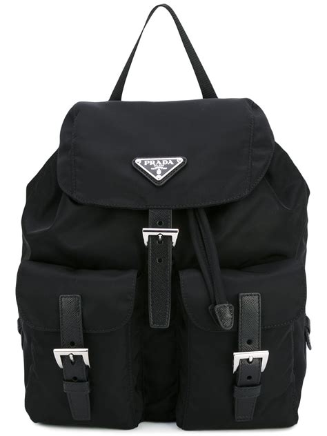 prada logo plaque nylon backpack|Prada logo.